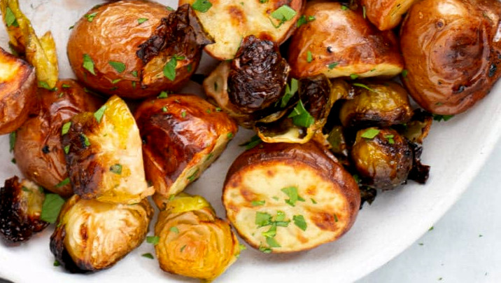Roasted Potatoes and Brussel Sprouts, Delightful Nutritious Blend